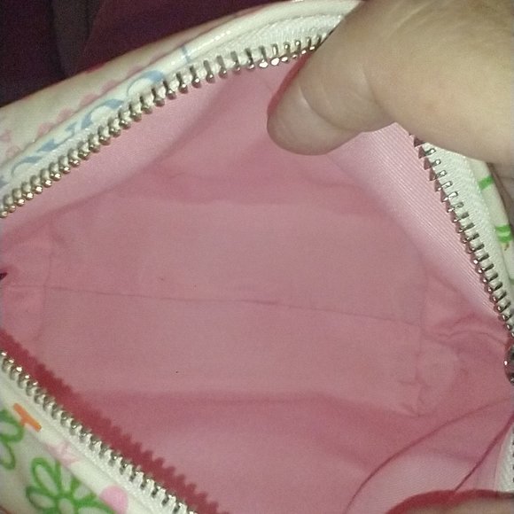 NWT Vintage Coach Purse or Makeup Bag-White with pink/green/blue/orange - Picture 4 of 8